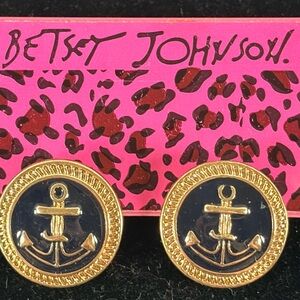 Betsey Johnson Gold and Black Anchor Studs